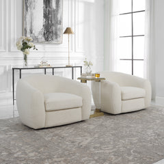 Capra White Art Deco Swivel Chair - Ornate Home
