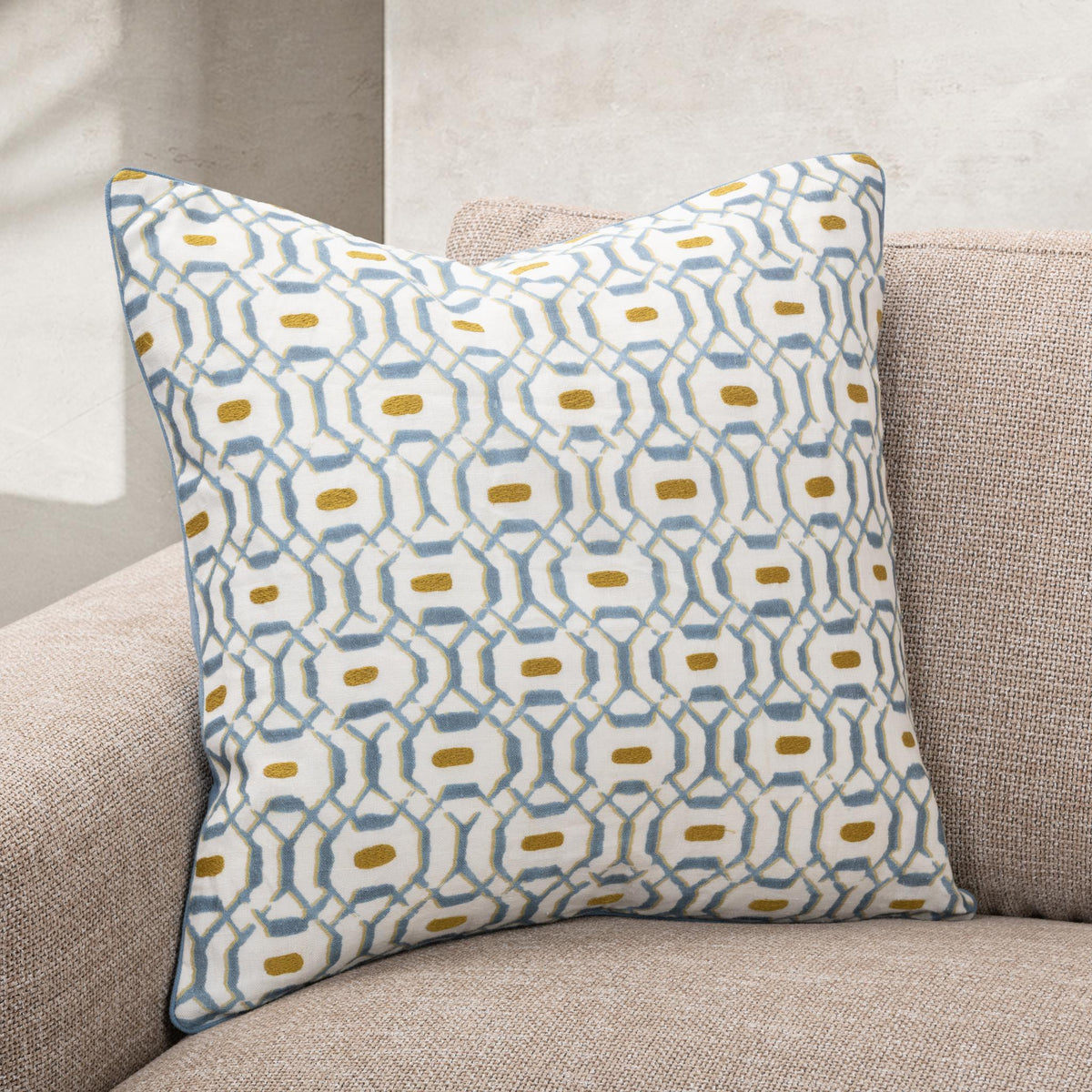 Capri Coast Harbor Blue 22"x22" Throw Pillow (Set of 2)