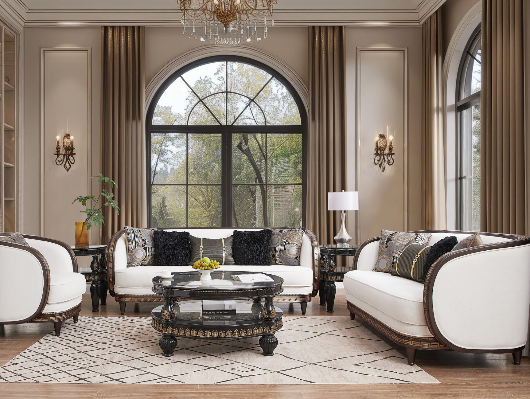 Capri Elegance Cream Loveseat / HD-L9043 - Ornate Home