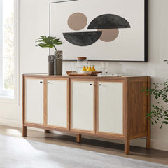 Capri Walnut 65" Wood Grain Sideboard Storage Cabinet - Ornate Home