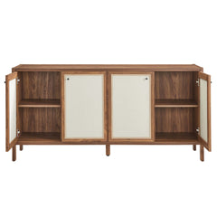 Capri Walnut 65" Wood Grain Sideboard Storage Cabinet - Ornate Home