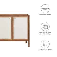 Capri Walnut 65" Wood Grain Sideboard Storage Cabinet - Ornate Home