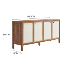 Capri Walnut 65" Wood Grain Sideboard Storage Cabinet - Ornate Home