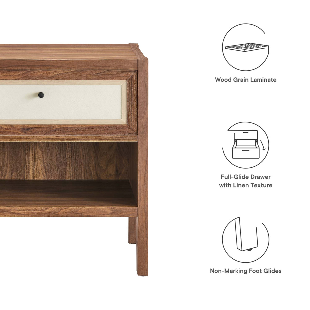 Capri Walnut Wood Grain Nightstand - Ornate Home