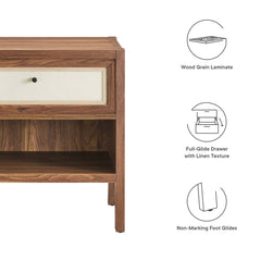 Capri Walnut Wood Grain Nightstand - Ornate Home