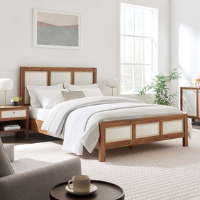 Capri Walnut Wood Grain Queen Platform Bed - Ornate Home