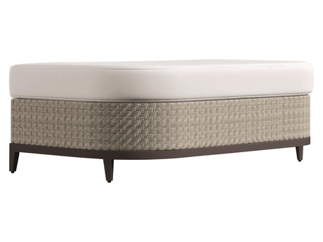 Captiva Pewter Grey/White/Cream Outdoor Ottoman - Ornate Home