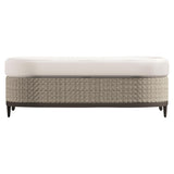 Captiva Pewter Grey/White/Cream Outdoor Ottoman - Ornate Home