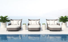 Captiva Pewter Grey/White/Cream Outdoor Ottoman - Ornate Home