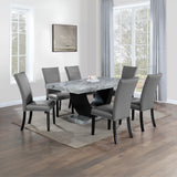 Caralin Engineered Stone & Black Dining Table - Ornate Home