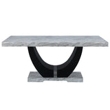 Caralin Engineered Stone & Black Dining Table - Ornate Home