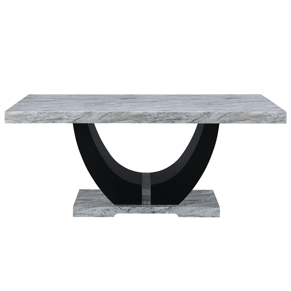 Caralin Engineered Stone & Black Dining Table - Ornate Home