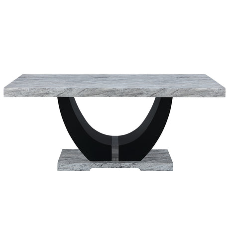 Caralin Engineered Stone & Black Dining Table - Ornate Home