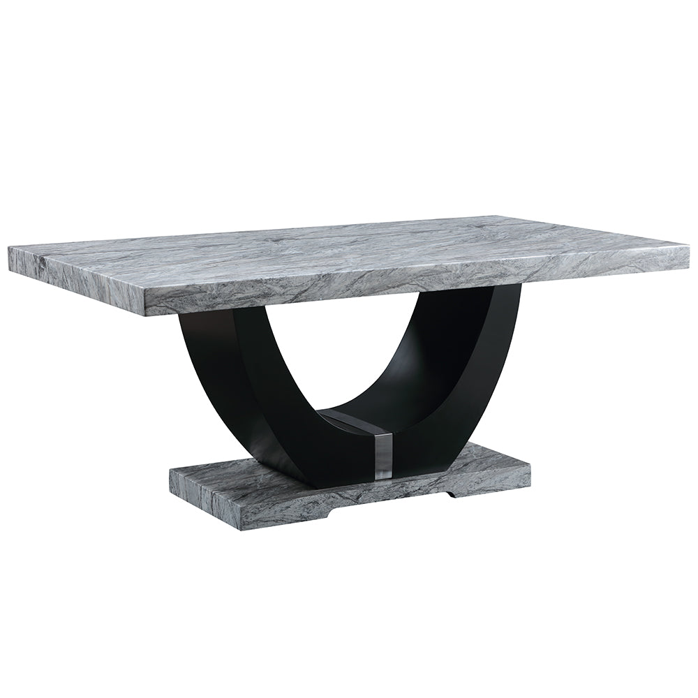Caralin Engineered Stone & Black Dining Table - Ornate Home