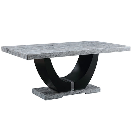 Caralin Engineered Stone & Black Dining Table - Ornate Home
