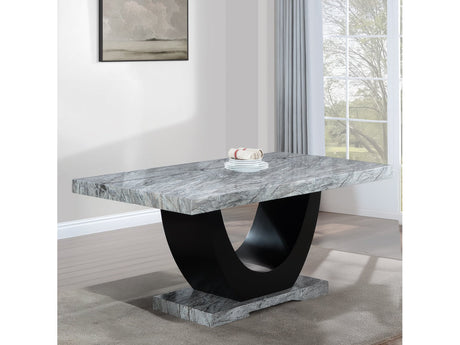 Caralin Engineered Stone & Black Dining Table - Ornate Home