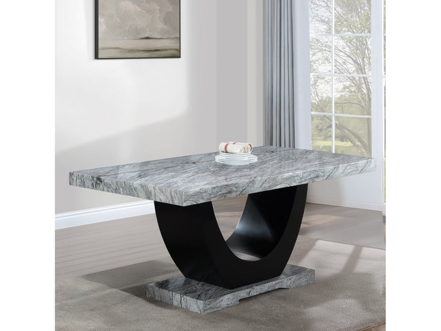 Caralin Engineered Stone & Black Dining Table - Ornate Home
