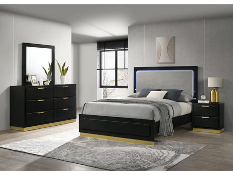 Caraway Black 4-piece California King Bedroom Set - Ornate Home