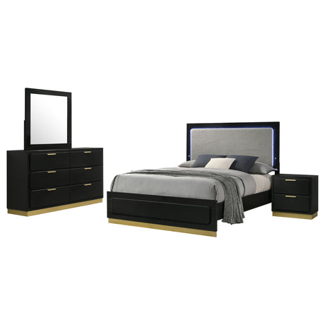 Caraway Black 4-piece California King Bedroom Set - Ornate Home