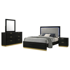 Caraway Black 4-piece Queen Bedroom Set - Ornate Home