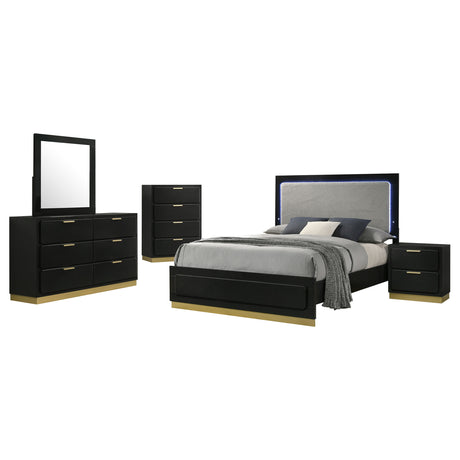 Caraway Black 5-piece Eastern King Bedroom Set - Ornate Home