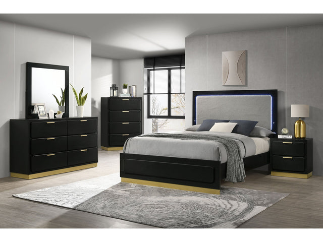 Caraway Black 5-piece Queen Bedroom Set - Ornate Home