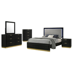 Caraway Black 5-piece Queen Bedroom Set - Ornate Home