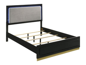 Caraway Black Eastern King Panel Bed - Ornate Home
