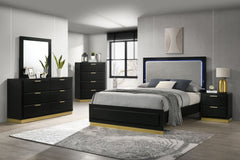 Caraway Black Eastern King Panel Bed - Ornate Home