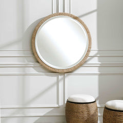 Carbet Brown/White Round Rope Mirror - Ornate Home