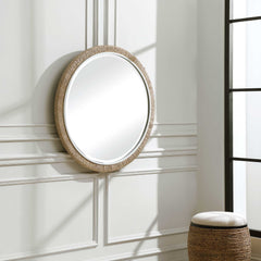 Carbet Brown/White Round Rope Mirror - Ornate Home
