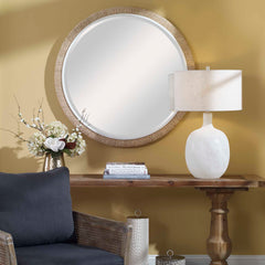 Carbet Brown/White Round Rope Mirror - Ornate Home