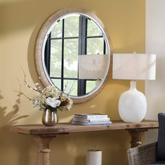 Carbet Brown/White Round Rope Mirror - Ornate Home