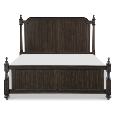 Cardano Driftwood Charcoal 4-piece Queen Bedroom Set (Columned headboard and footboard) - Ornate Home