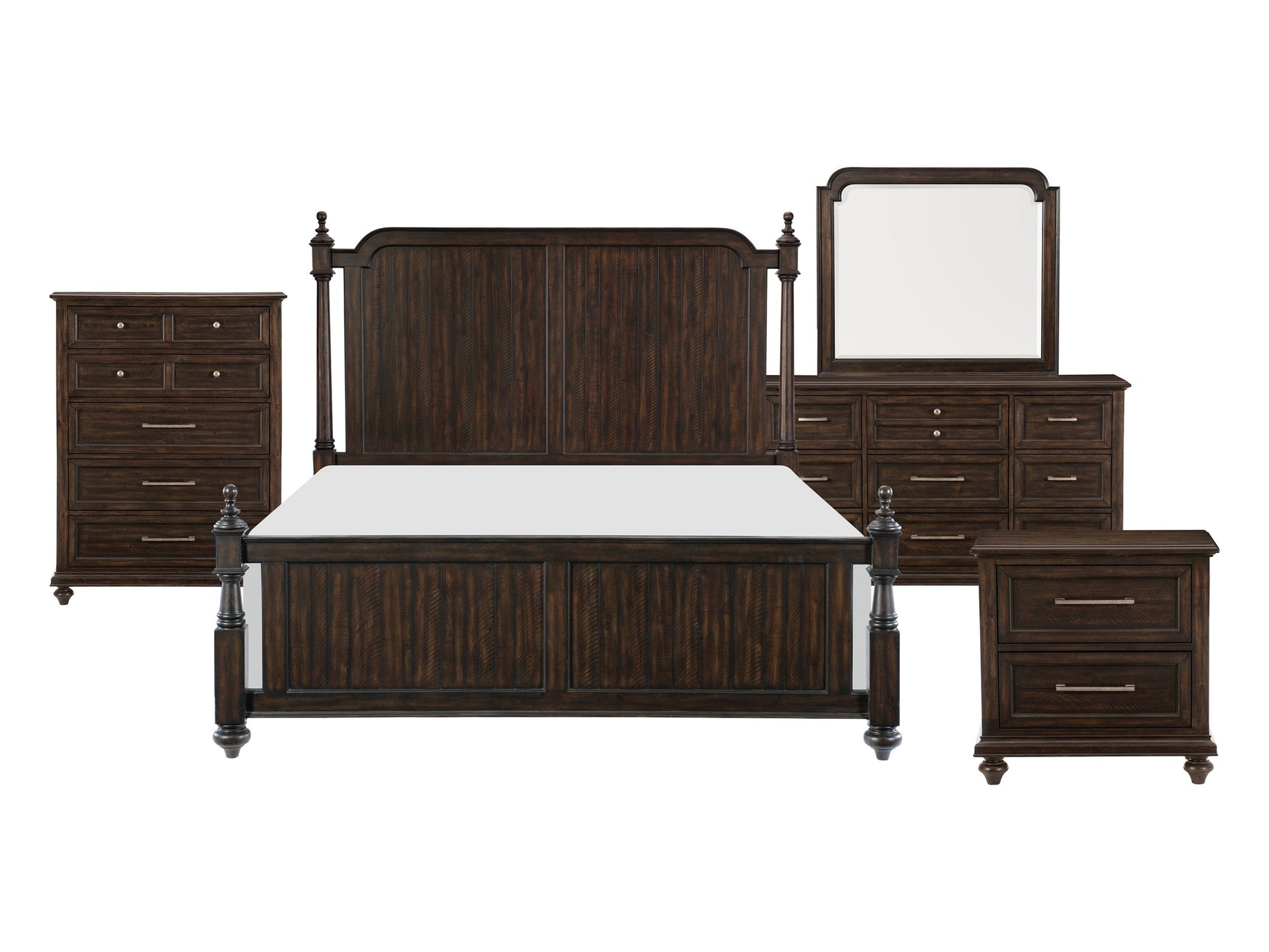 Cardano Driftwood Charcoal 5-Piece Low-Post Queen Bedroom Set - Ornate Home
