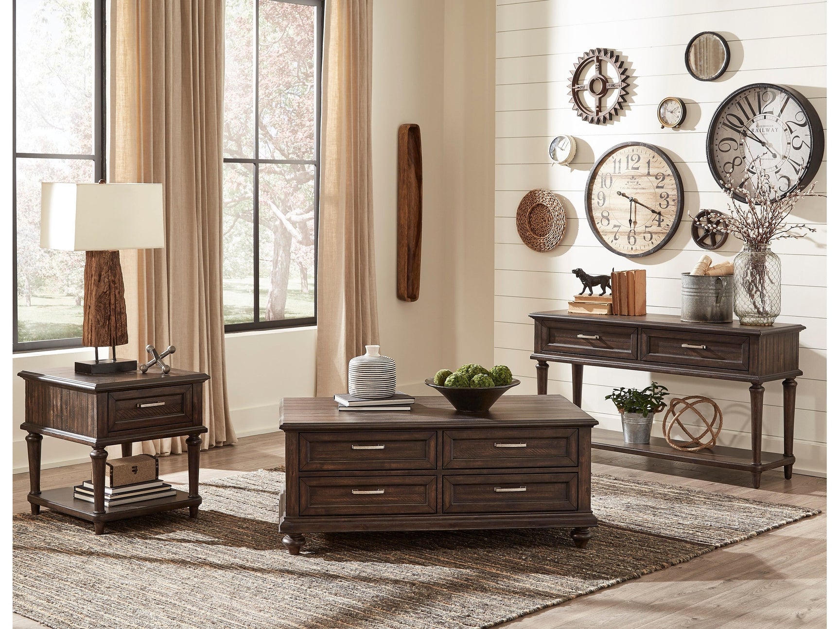 Cardano Driftwood Charcoal Cocktail Table - Ornate Home