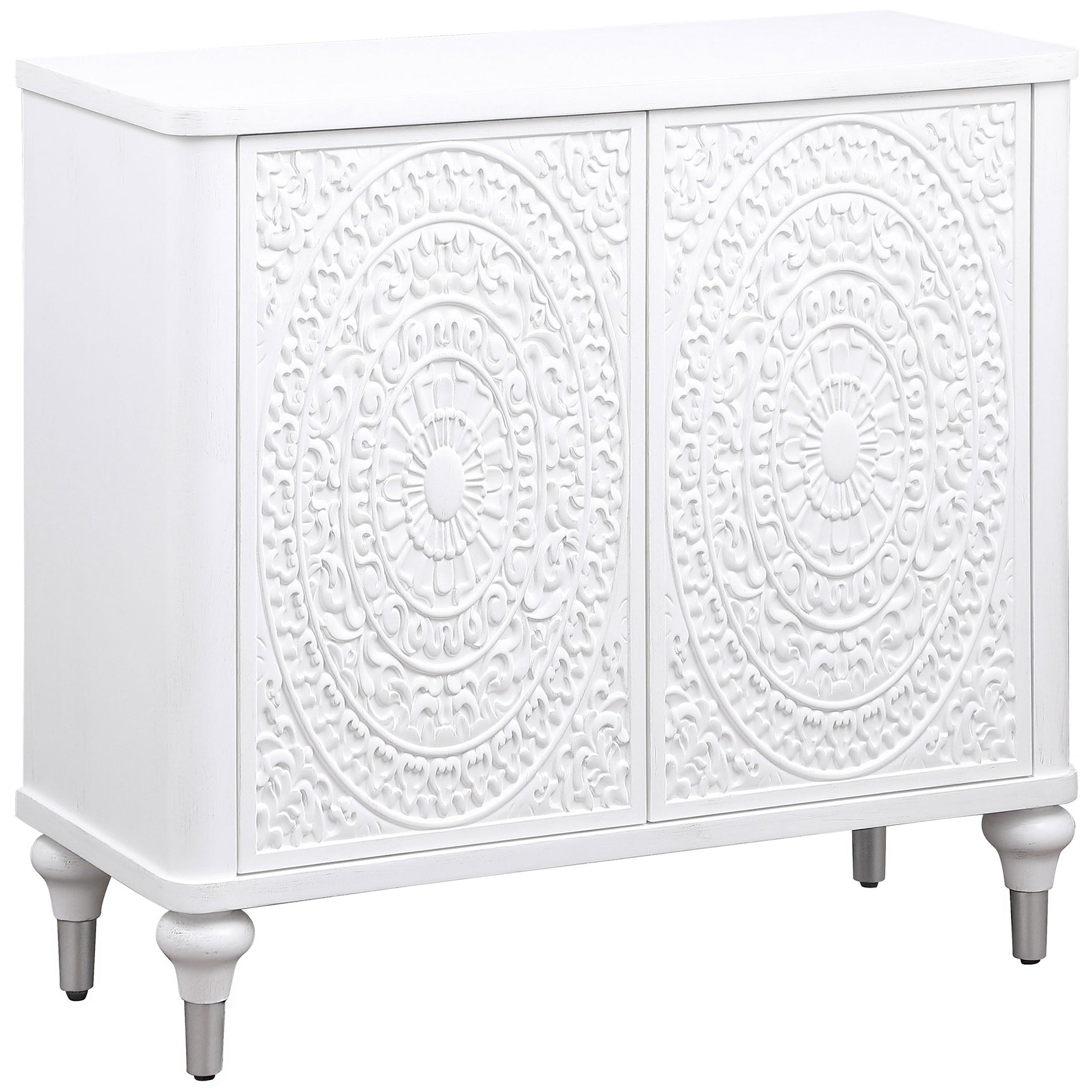 Cardella Distressed White Accent Cabinet - Ornate Home
