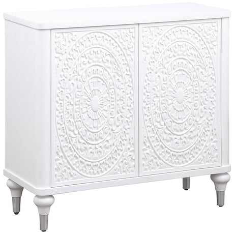 Cardella Distressed White Accent Cabinet - Ornate Home