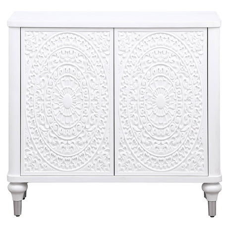 Cardella Distressed White Accent Cabinet - Ornate Home