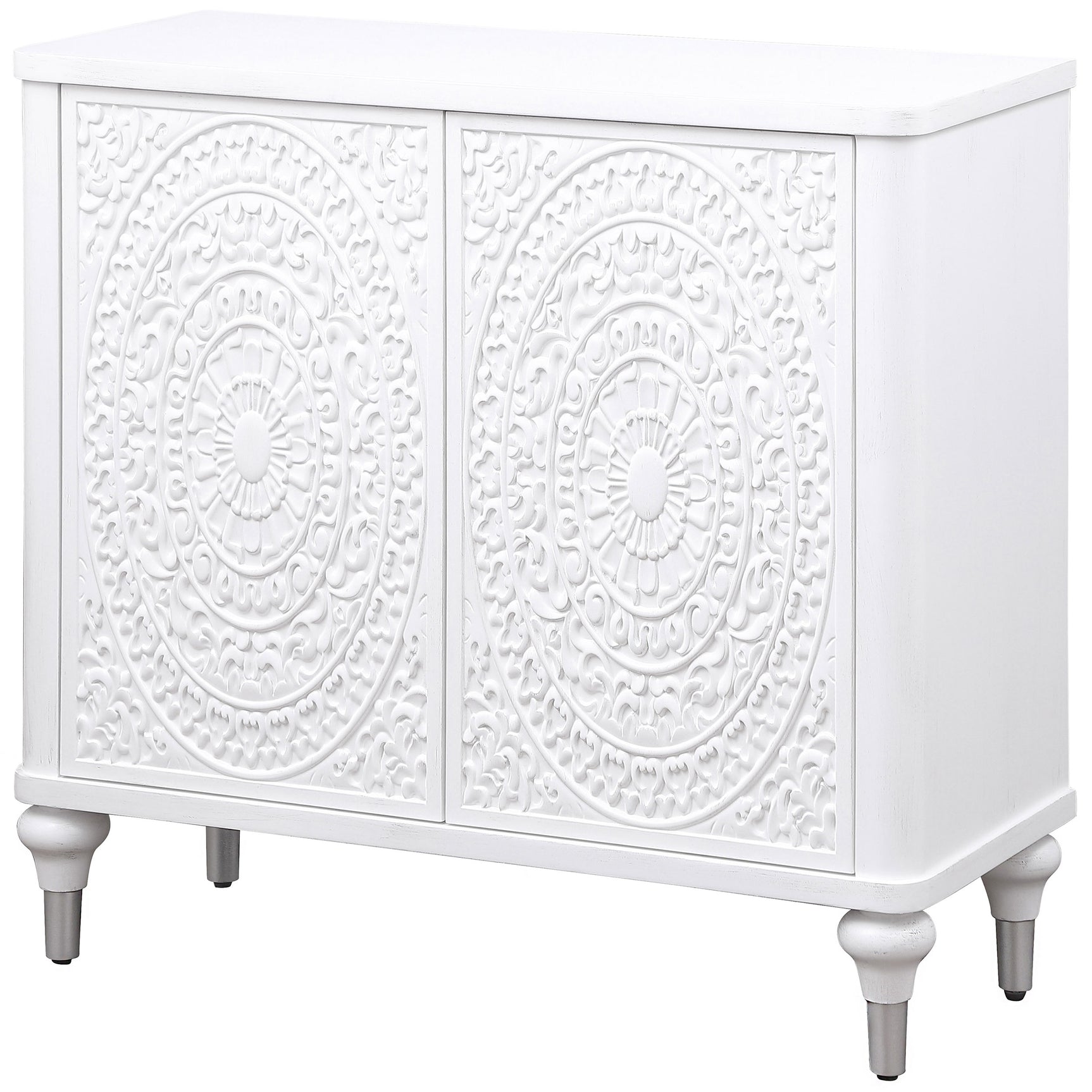 Cardella Distressed White Accent Cabinet - Ornate Home
