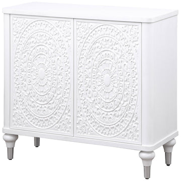 Cardella Distressed White Accent Cabinet - Ornate Home