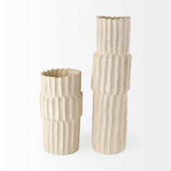 Cardon Cream 14.4"H Ceramic Vase - Ornate Home