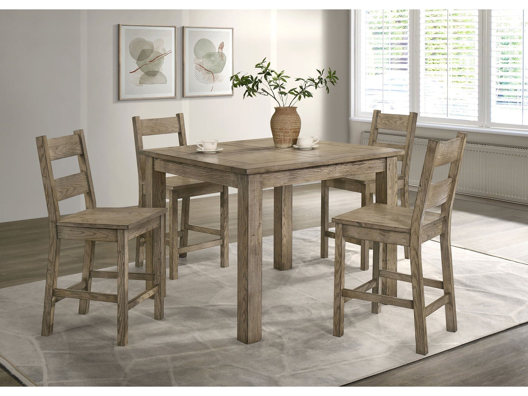Cardova Vineyard Oak 5-piece Counter Height Dining Table Set - Ornate Home