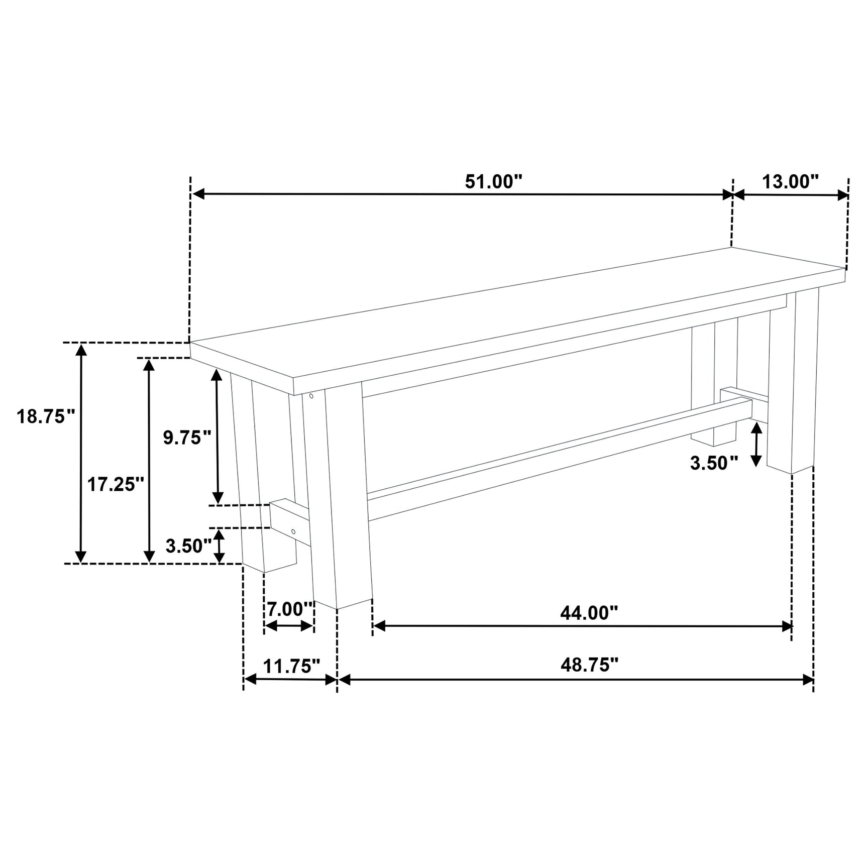 Cardova Vineyard Oak 51-inch Solid Wood Dining Bench - Ornate Home