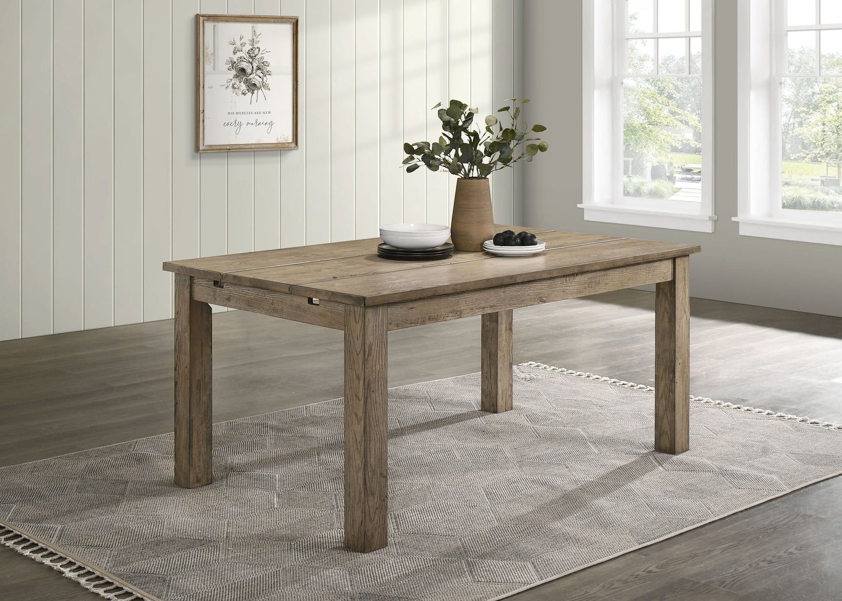 Cardova Vineyard Oak 87-inch Solid Wood Extension Dining Table - Ornate Home