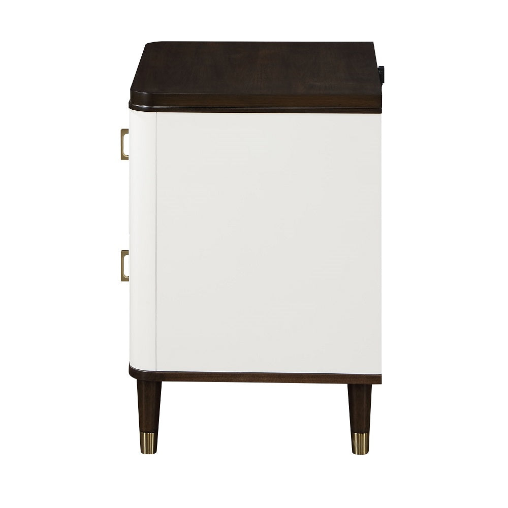 Carena White Nightstand W/USB - Ornate Home