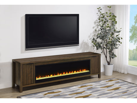 Carey Dark Pine 79-inch TV Stand Fireplace Media Console - Ornate Home