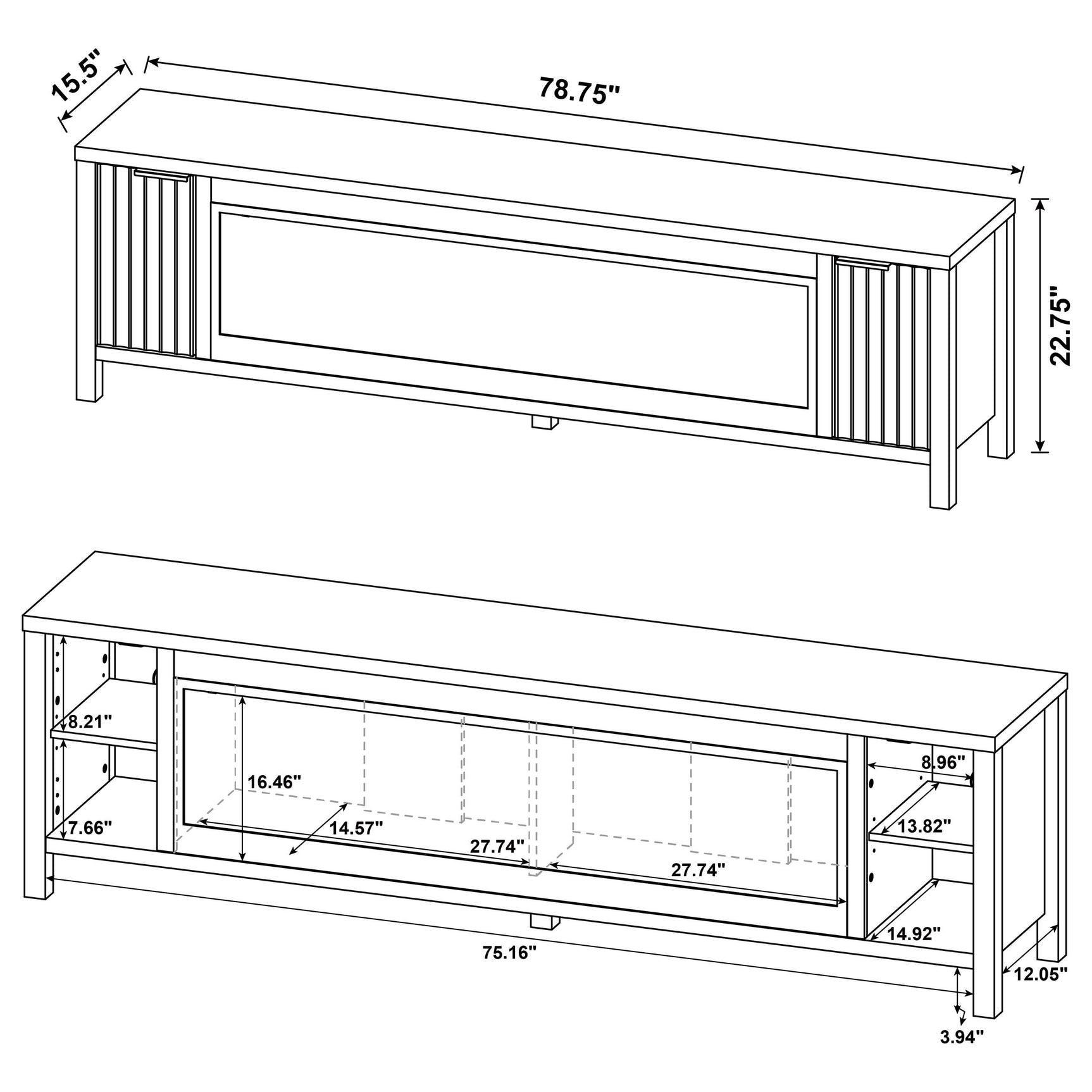 Carey Dark Pine 79-inch TV Stand Fireplace Media Console - Ornate Home
