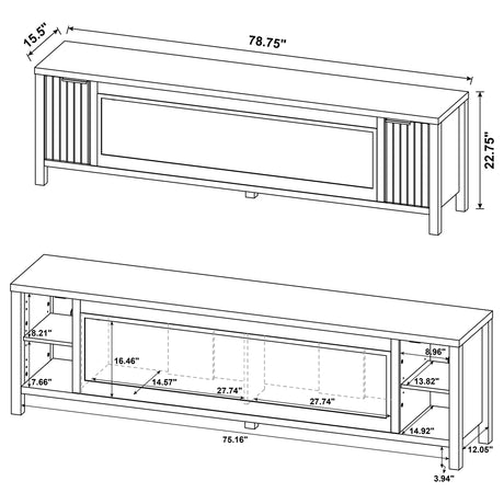 Carey Dark Pine 79-inch TV Stand Fireplace Media Console - Ornate Home
