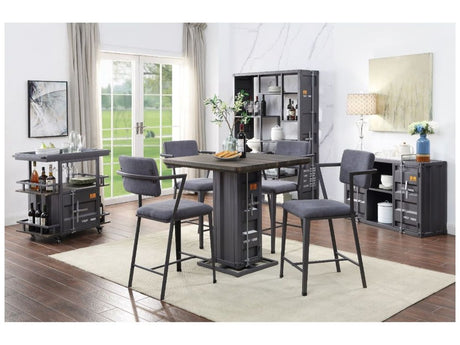 Cargo Antique Walnut & Gunmetal Counter Height Table - Ornate Home